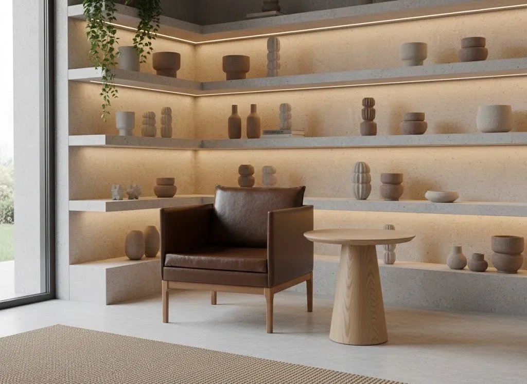 Poltrona Miller + Mesa lateral Cone, ambientada
