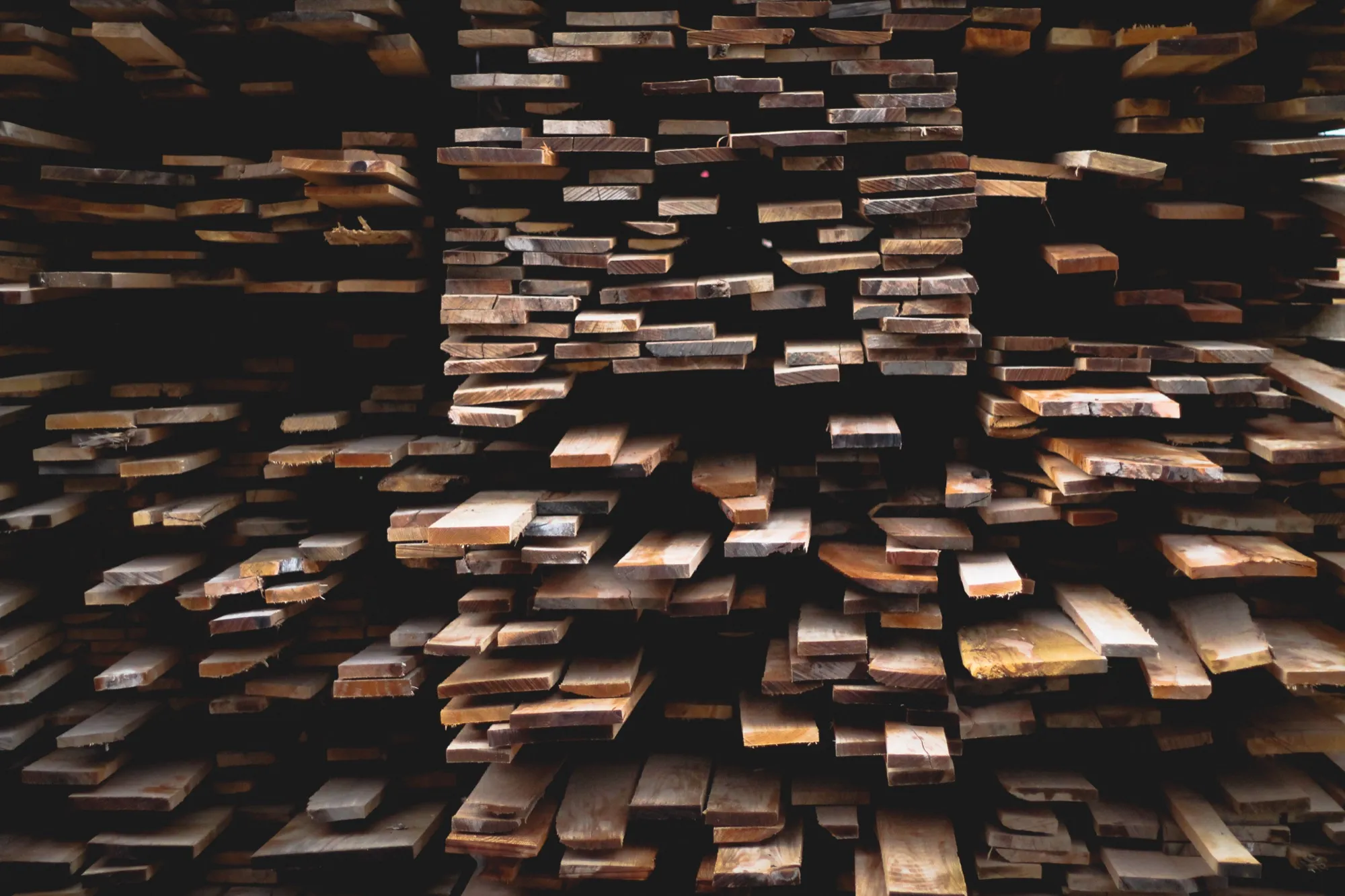 Stacked wooden planks